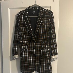 Maeve by Anthropologie Oversized Plaid Equestrian Blazer